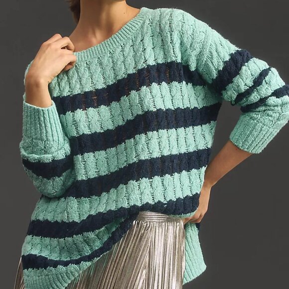Anthropologie Sweaters - Anthropologie Pilcro Blue Longline Stitch Sweater/NWT/M